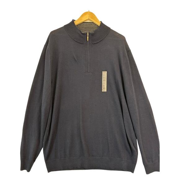 NWT Club Room Mens Wool Blend Sweater XXL Quarter Zip Navy - Picture 1 of 8